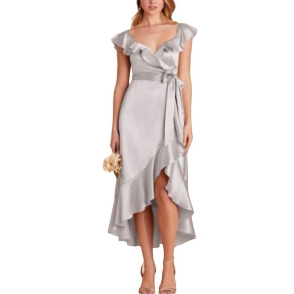 NWT Show Me Your MuMu Samantha Ruffle Wrap Satin Dress 1X - Picture 1 of 4